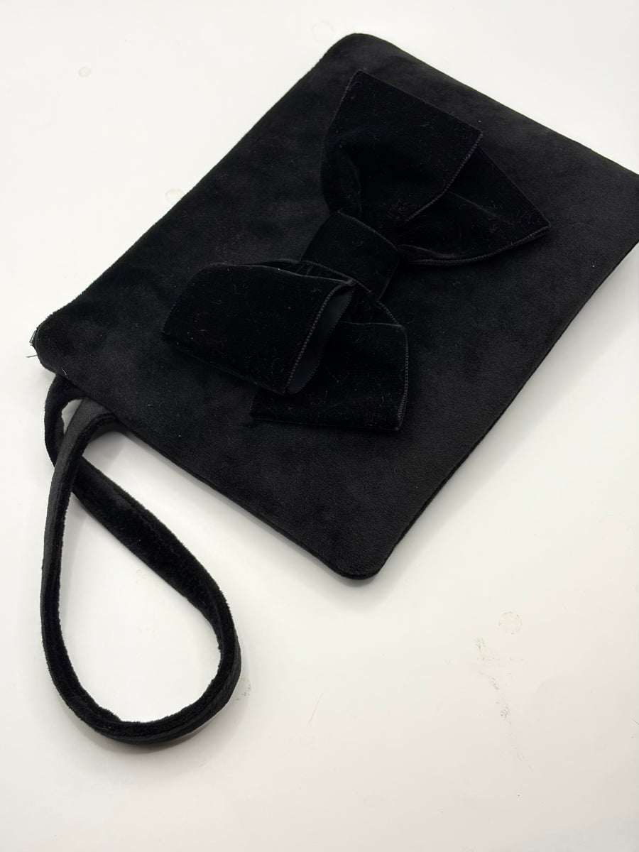 Pochette in velluto mini con fiocco
