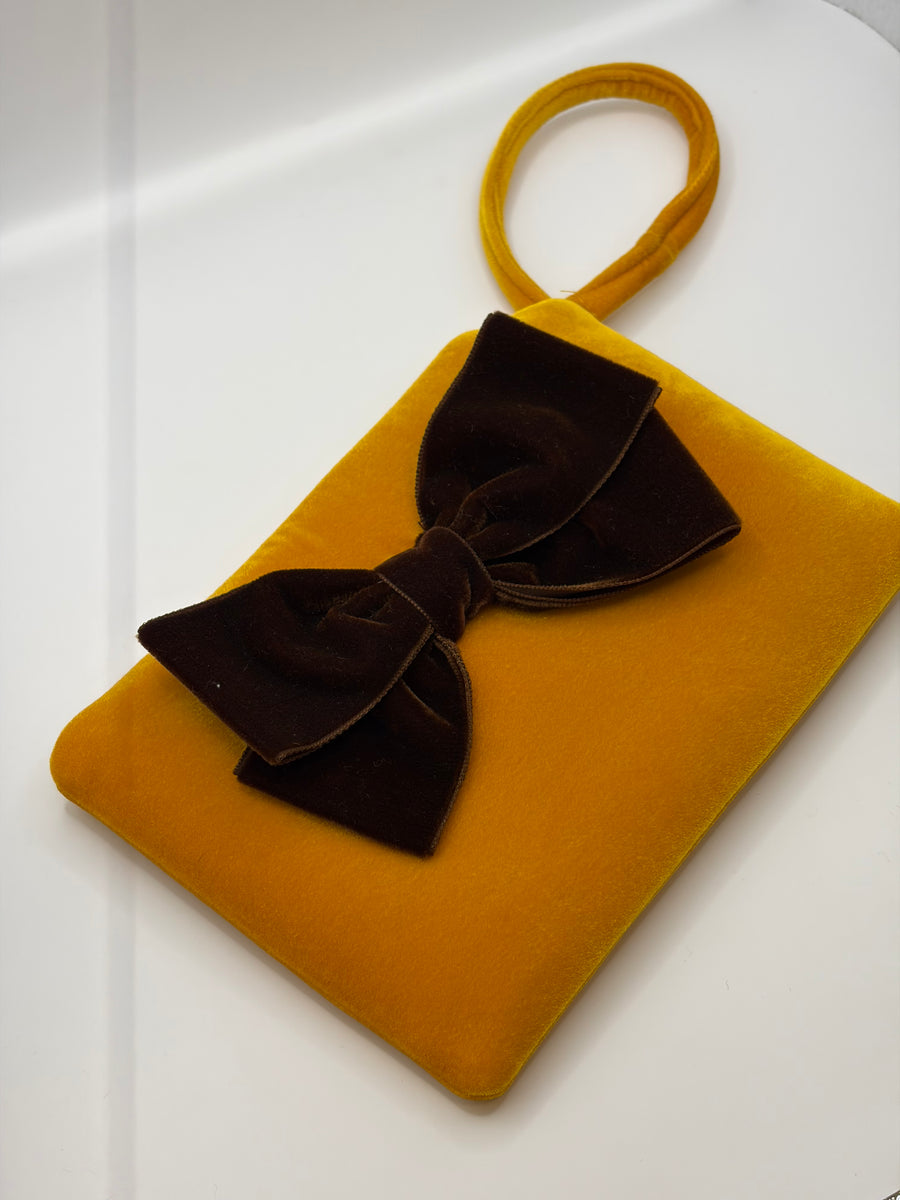 Pochette in velluto mini con fiocco