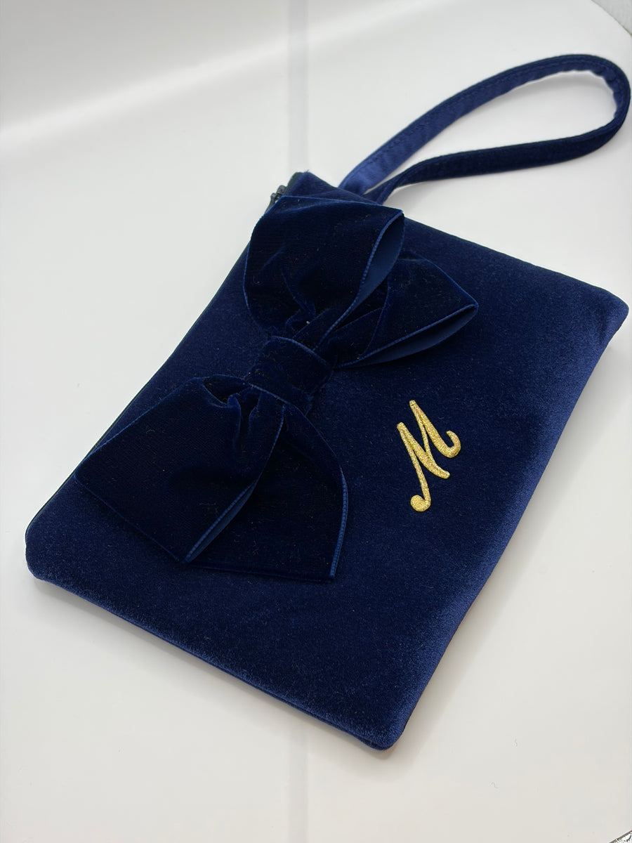 Pochette in velluto mini con fiocco
