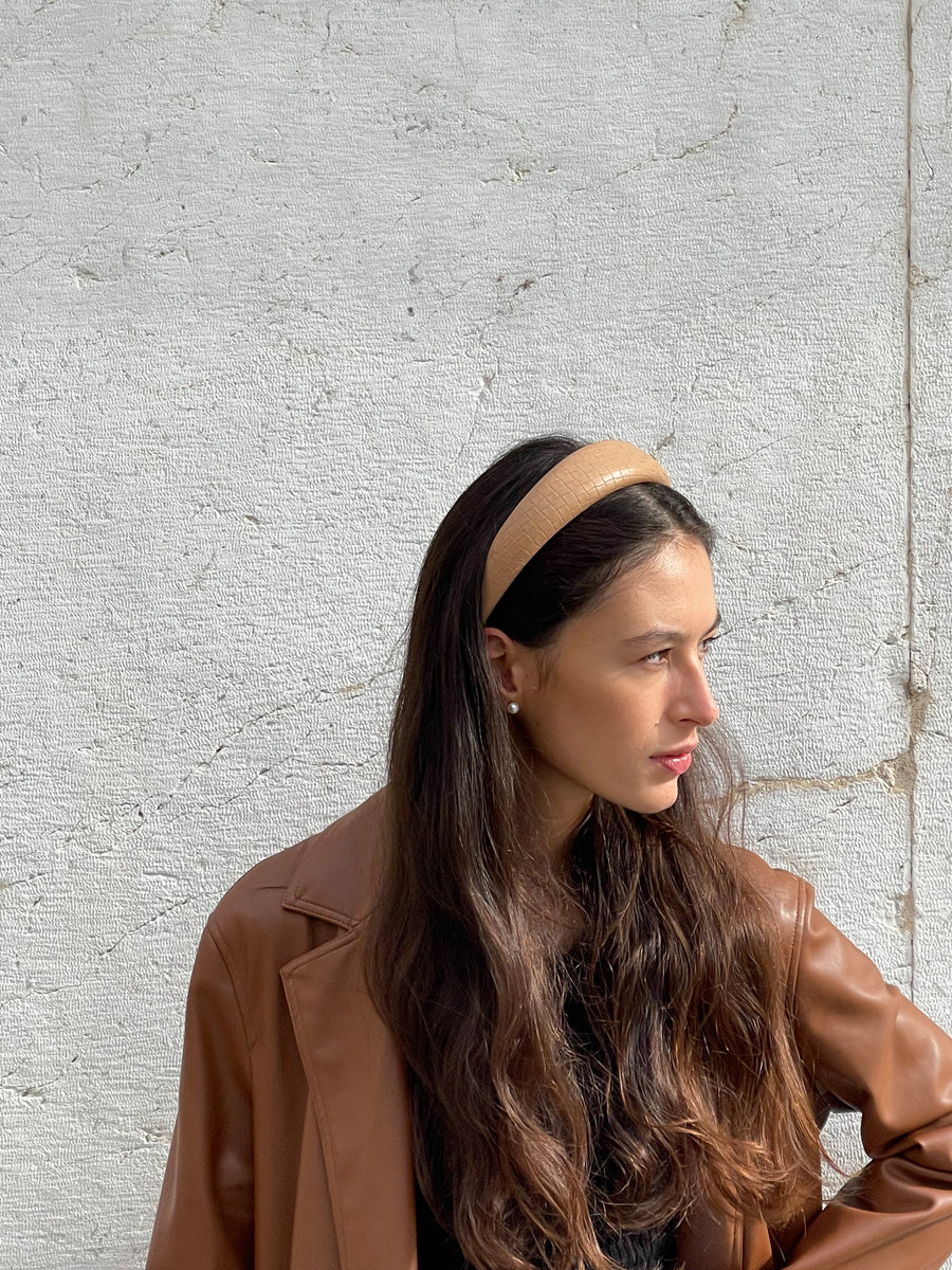 Worked Faux Leather Headband