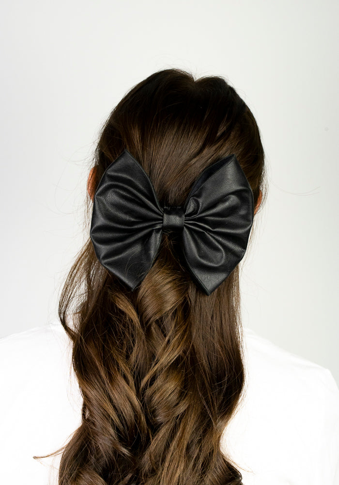 Faux leather bow